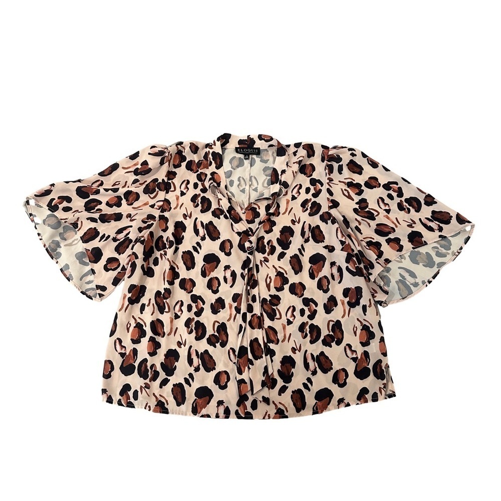 Eloquii Pink Flutter Sleeve Boxy Fit Blouse